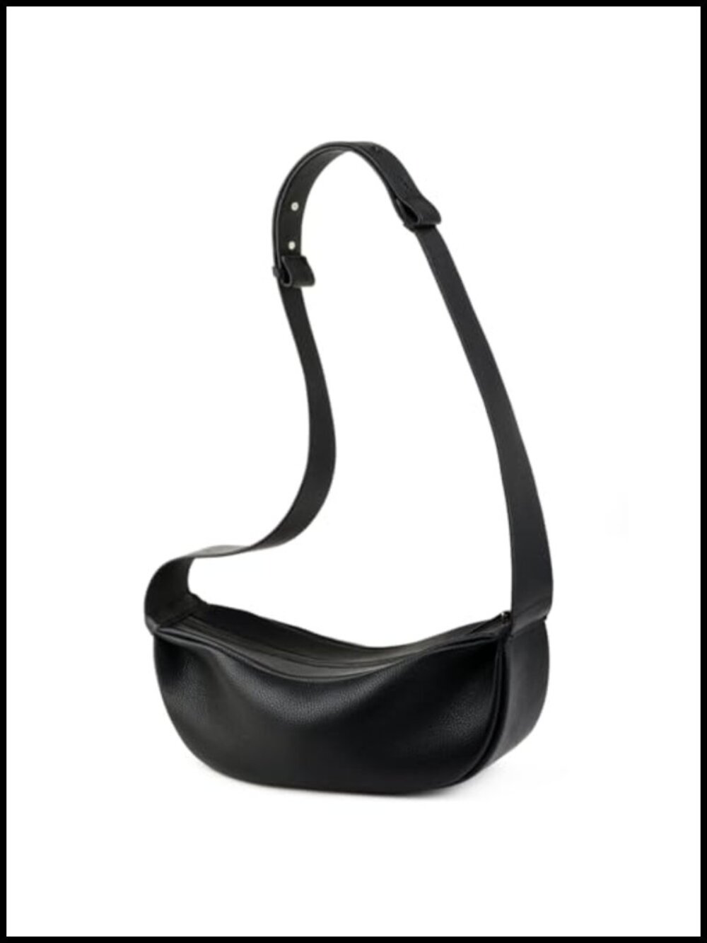 Genuine Leather Sling Bag Crescent Hobo Crossbody Wide Strap Women